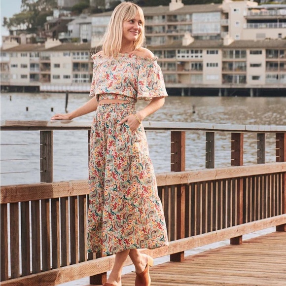 Marine Layer Corinne Maxi Skirt & Matching Top, Size Medium, Paisley Print - Picture 4 of 11